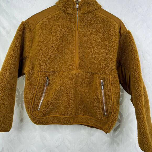 Madewell Faux Shearling Half-Zip Pullover Dried Cedar Size XS NWT $148 - Picture 3 of 9